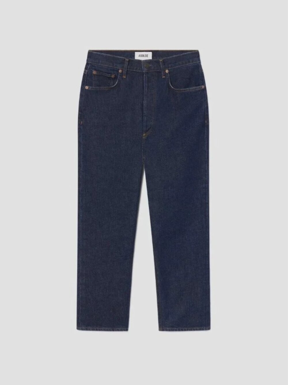 AGOLDE Riley Crop High Rise Straight Jeans in color Reissue (deep blue)